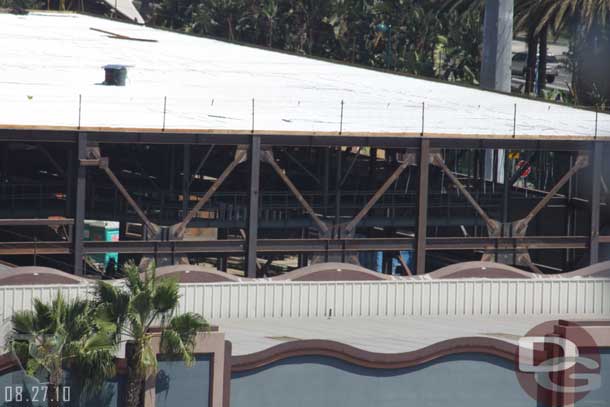 A peak into the show building, looks like interior elements are going up.