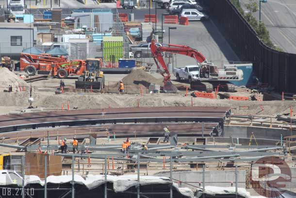 A lot of work at what will be the base for the large rock work that is going to be rising from this area.