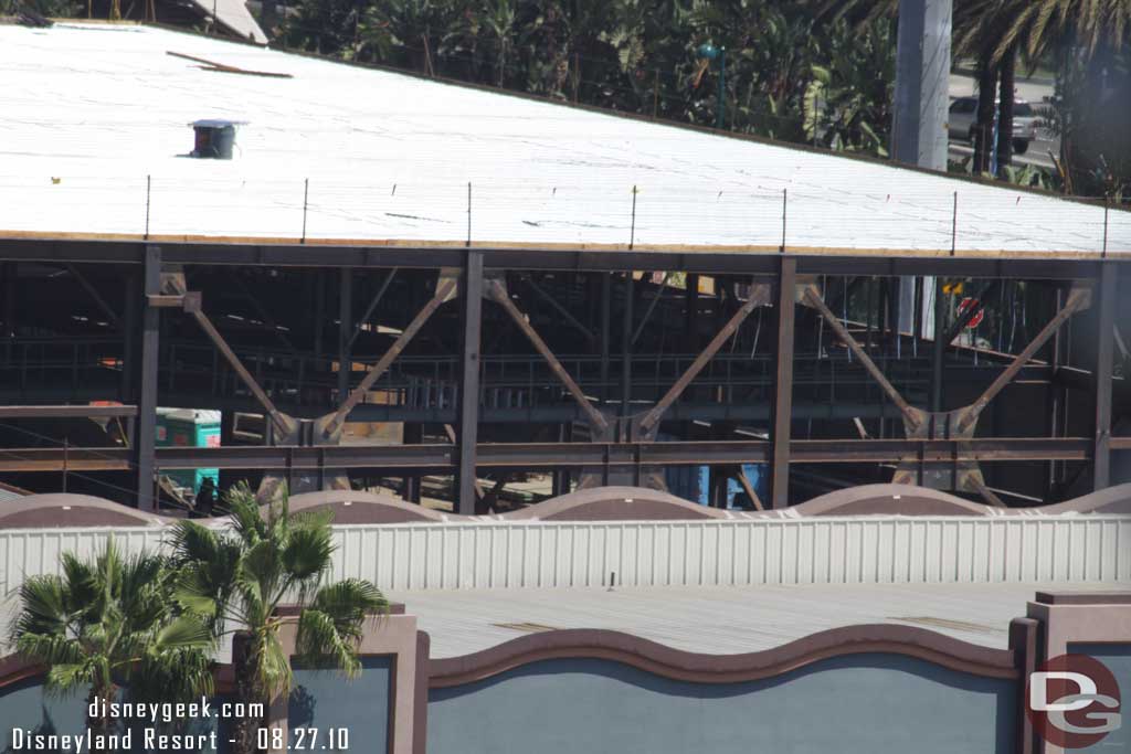 A peak into the show building, looks like interior elements are going up.