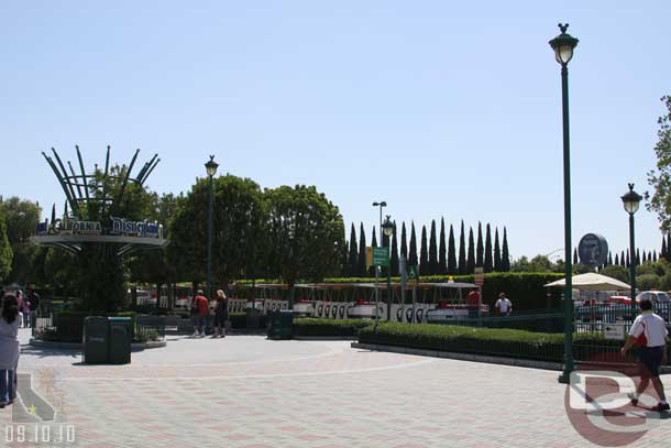 There were no banners up at the tram stop this trip.