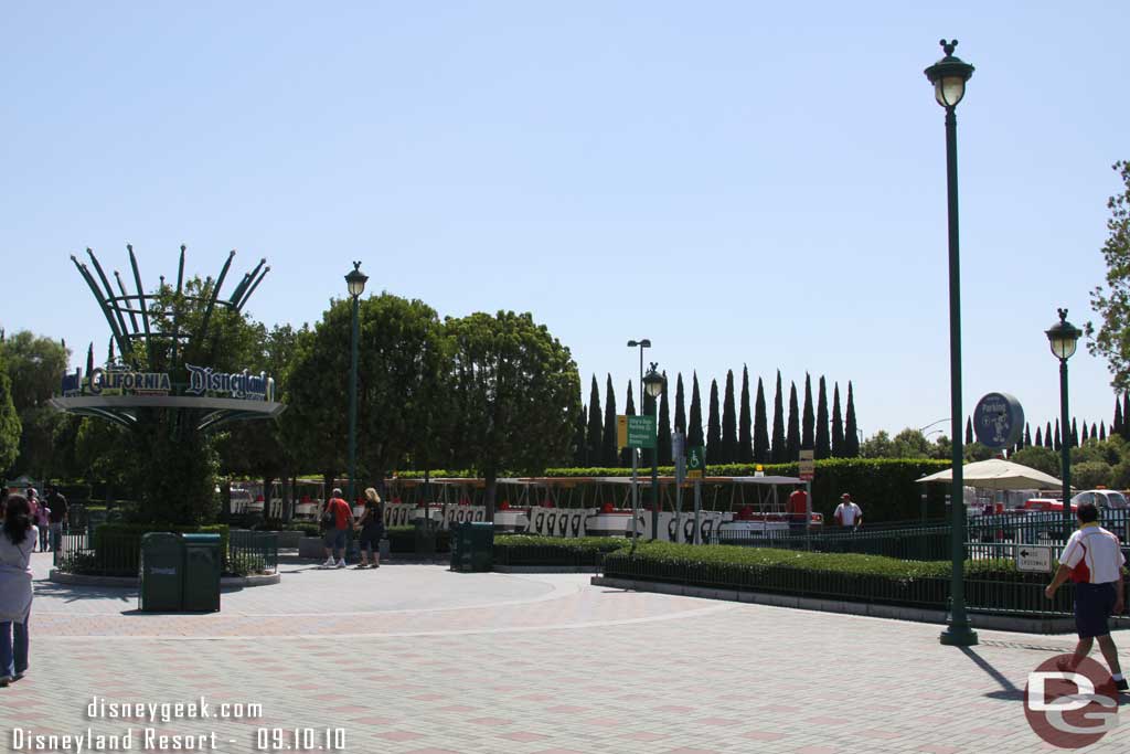 There were no banners up at the tram stop this trip.