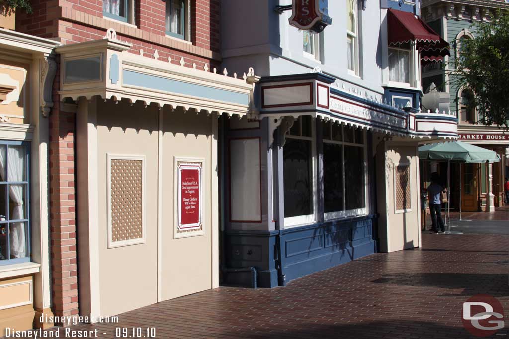 The window is now closed off too as work on the Disney Clothiers continues.