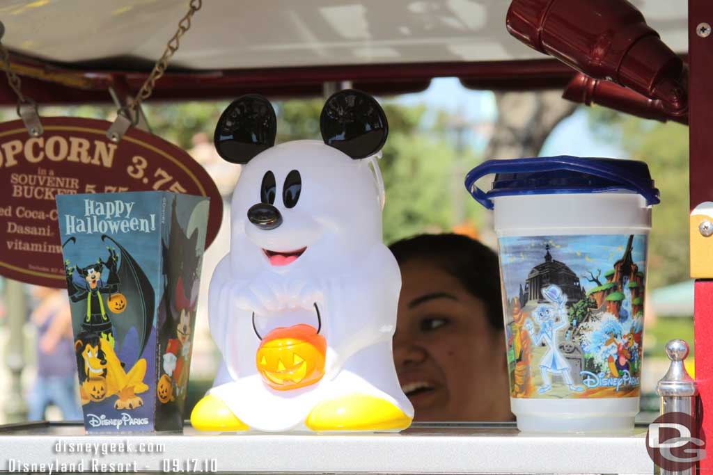 A new popcorn container this year.  Mickey sells for $9.50.