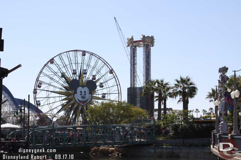 The Maliboomer is still standing but partially covered with scaffolding and a large crane sits backstage to start the removal (rumor is Monday it will start).