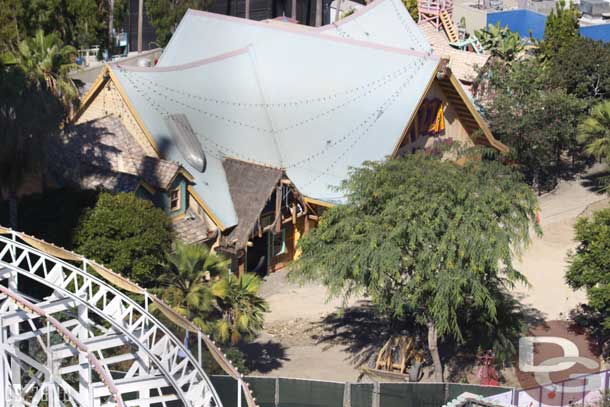 Looking down on the new dining area work.