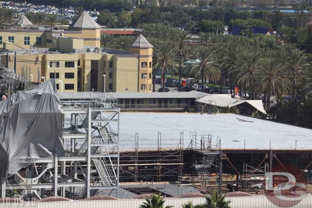 Scaffolding is going up around the main building, guess that means the exterior walls are going up soon.