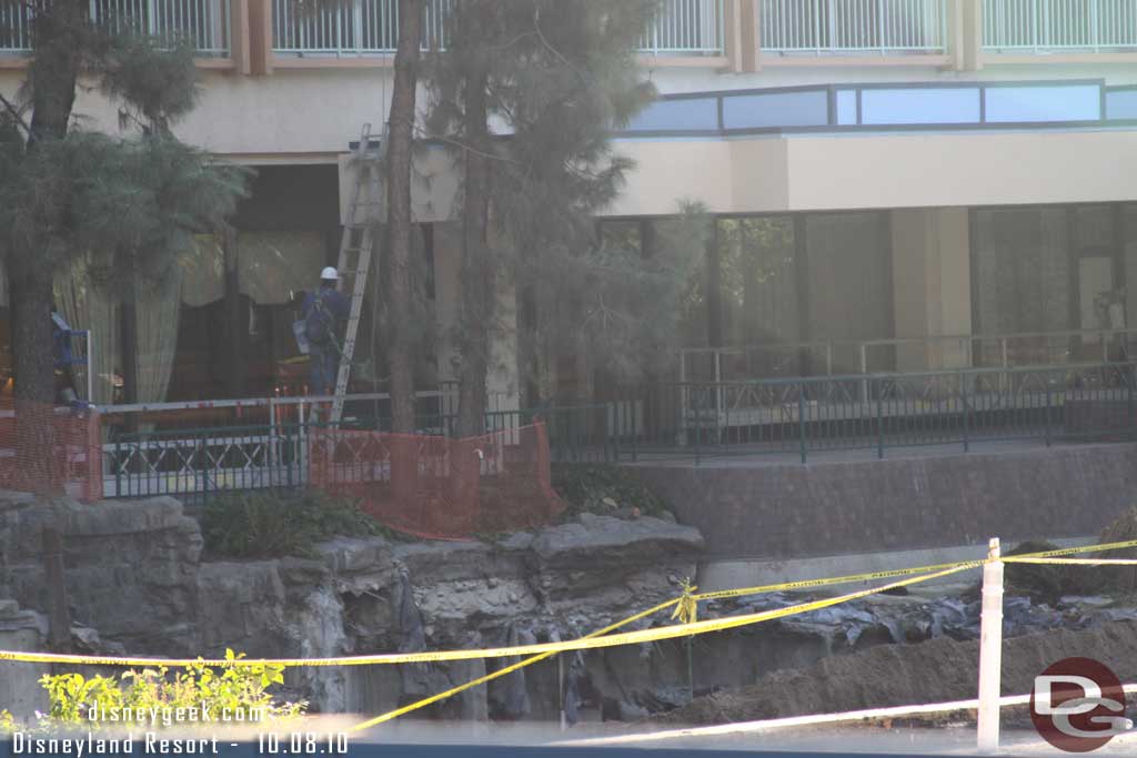 Demo work continues on the water falls.