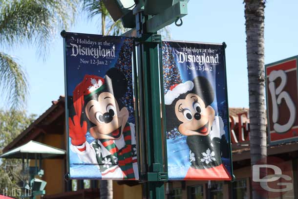 Downtown Disney has Christmas banners up.