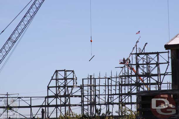 Over at Cars Land the steel just keeps growing.  Last week they had the topping out ceremony (not the flag)