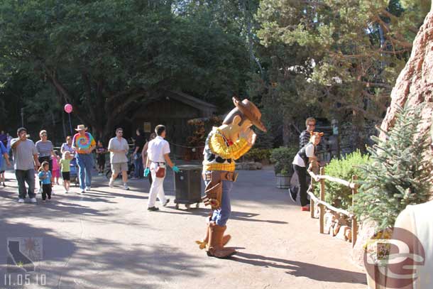 Woody out interacting with guests and clowning around.