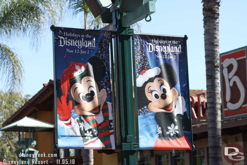 Downtown Disney has Christmas banners up.