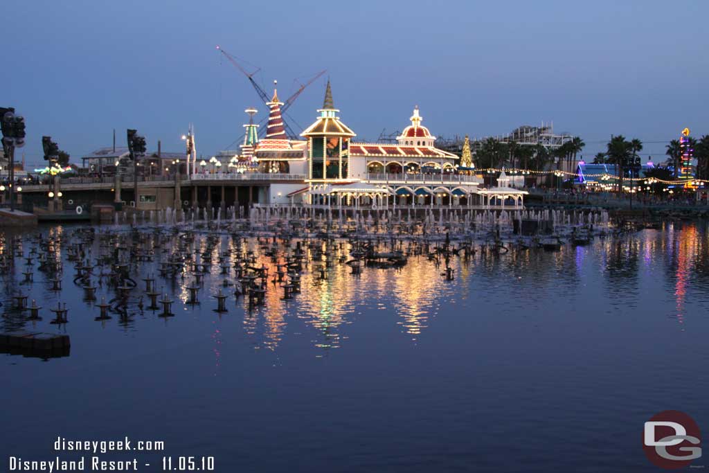 Testing/warming up the World of Color fountains.