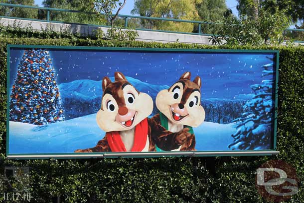 The Mickey and Friends Tram Stop Billboards are switched over to their Holiday ones.
