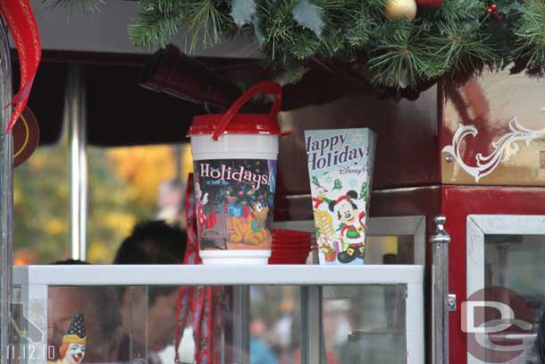 The Holiday popcorn buckets.