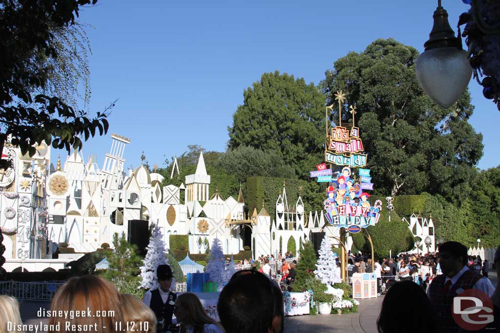 Small World Holiday is running and the line was over an  hour every time I checked.