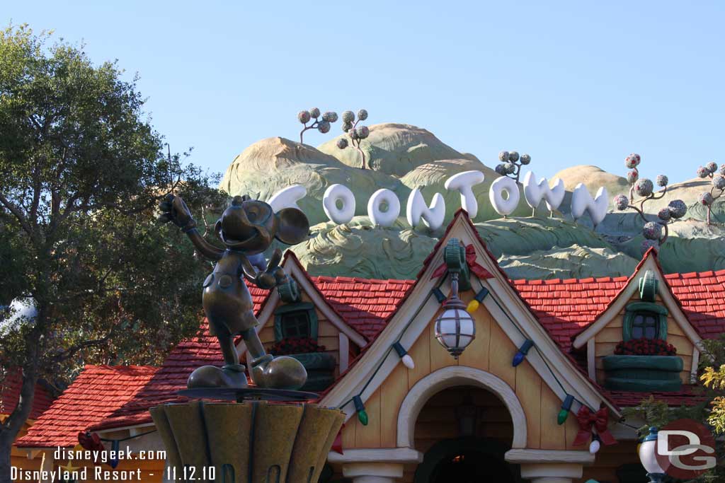 The fountain work is done in front of Mickeys