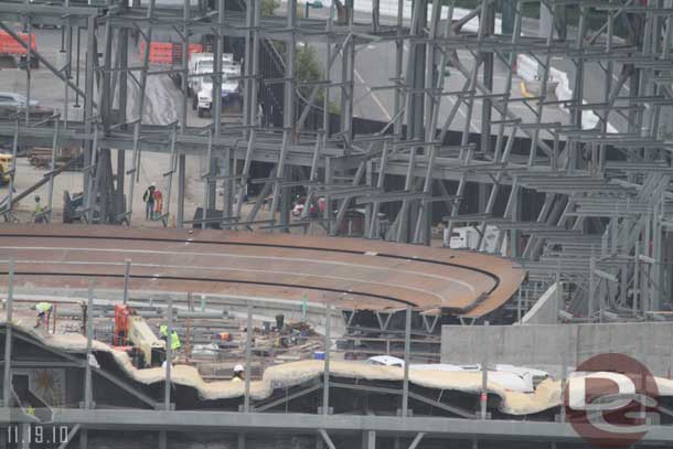 The racer track looks about the same from this distance.  You can see how the rock work will be right up to the track now though.