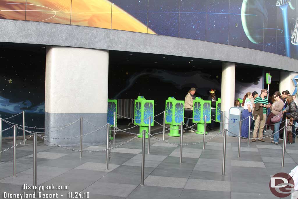 They had the extended queue for Buzz set up so stroller parking was forced to the other side of the street.