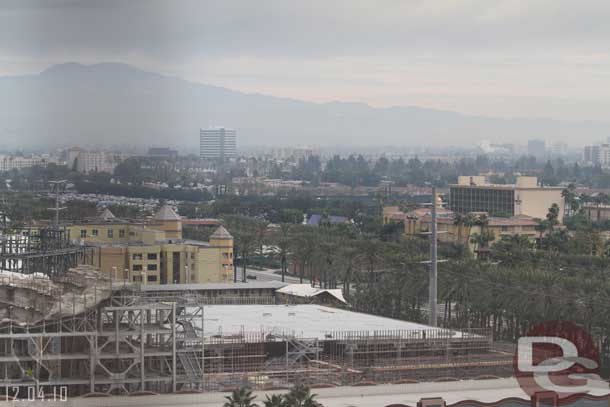 The exterior of the show building is slowly being framed in.