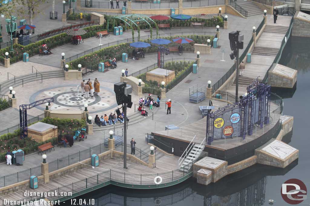 The crowd gathering for the noon show.