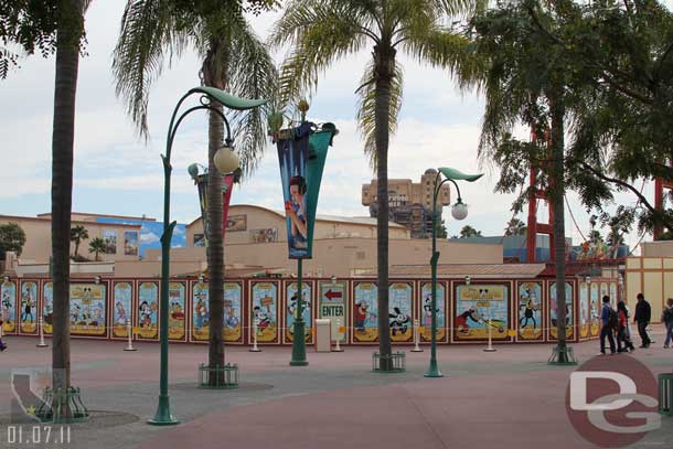 Walls have gone up and the California letters are now gone in front of DCA as the new entrance work is underway.