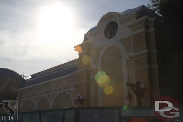 The scaffolding is down on the side of the Mermaid building that faces the Bay Area restrooms.