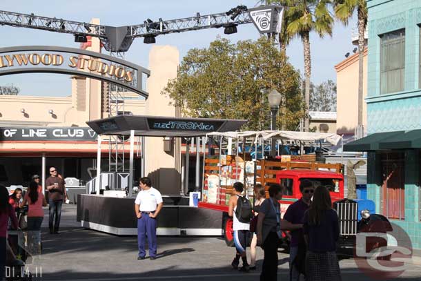 The ElecTRONica bar is pushed off the main street and stored behind the truck now.