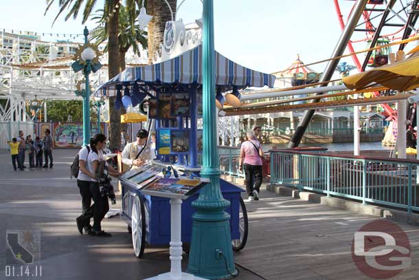 The DVC cart that was near the Jellyfish has been moved due to the construction it is out by the Fun Wheel.