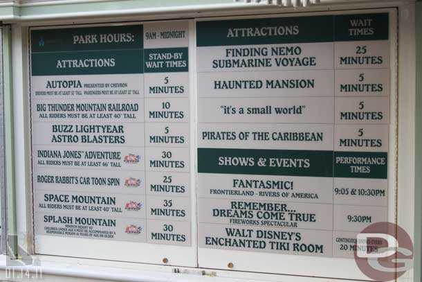 The wait times around 4:30pm