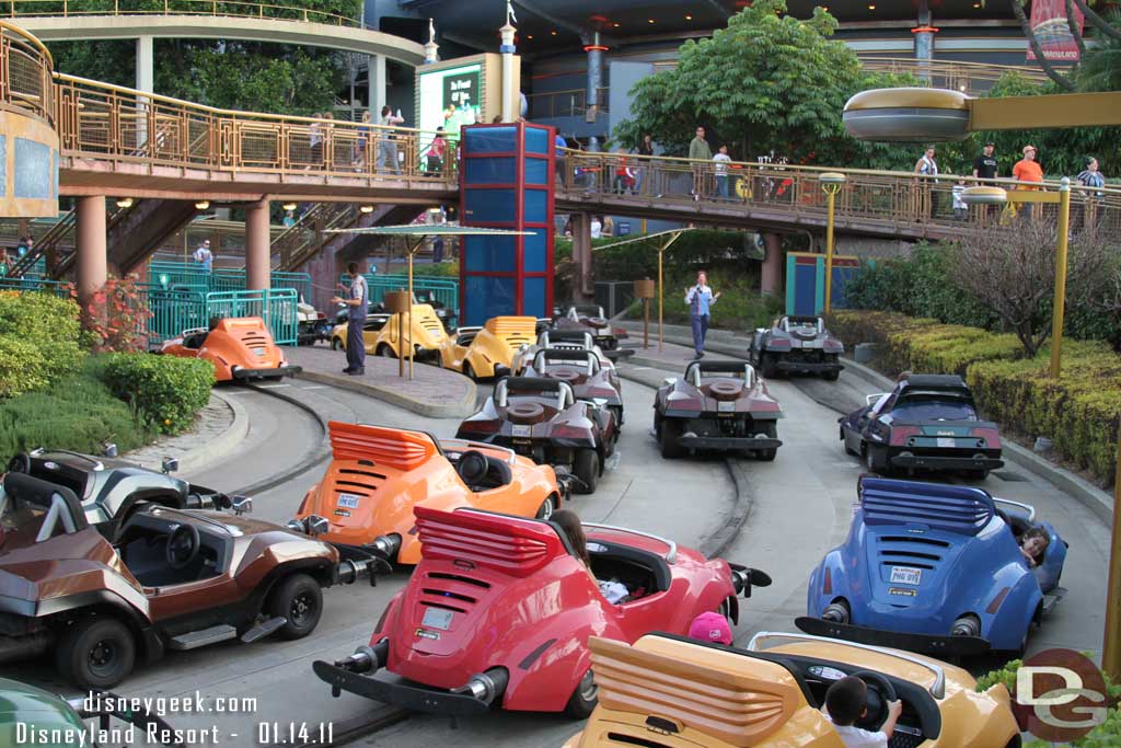 They were only running 3 of the 4 Autopia tracks today.