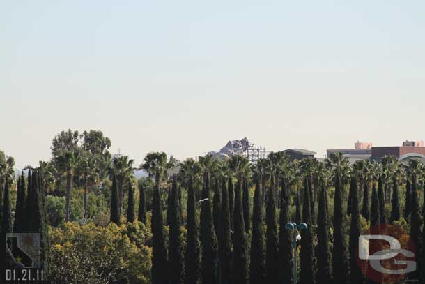 Due to the angles, etc.. only a small portion of the Cars Land rock work is visible from the fourth floor of the garage.