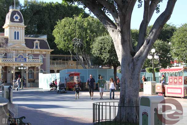 Walls are up on Main Street (three sets) the first stretches from right in front of City Hall around to the Emporium.