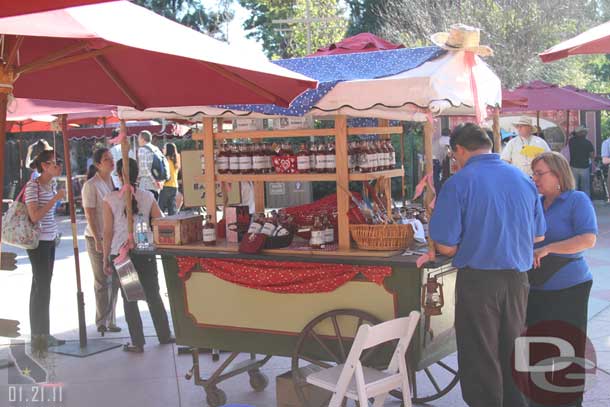 A BBQ sauce cart.