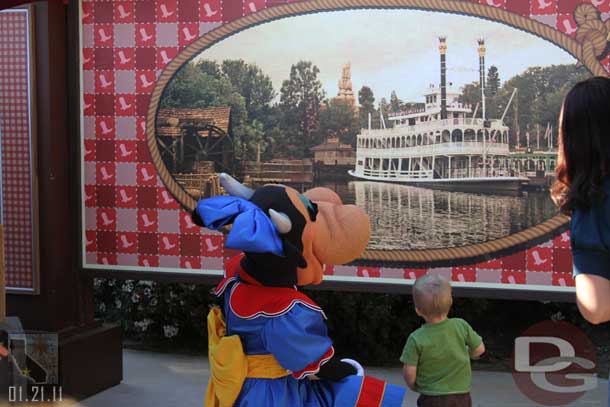 Thought this was great.  The kid wanted to show Clarabelle the picture instead of posing for his own.