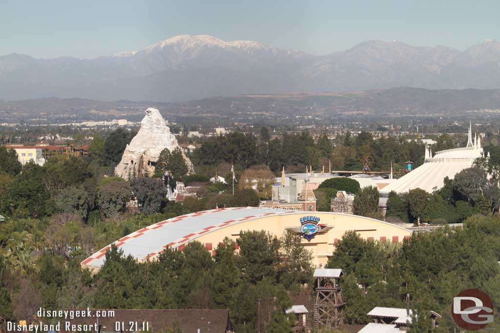 A little snow on the far mountains.