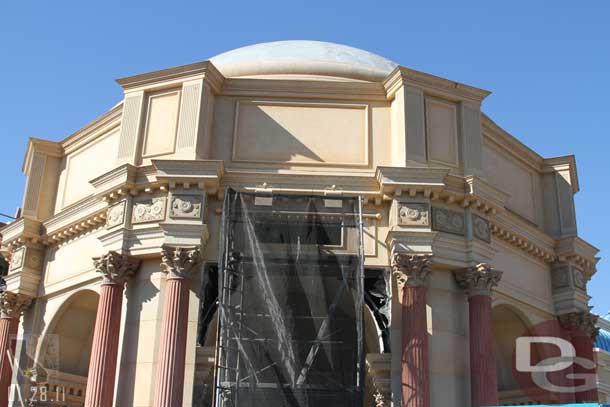 Work on the entrance sign for the attraction has begun as they are removing some of the facade to install it.