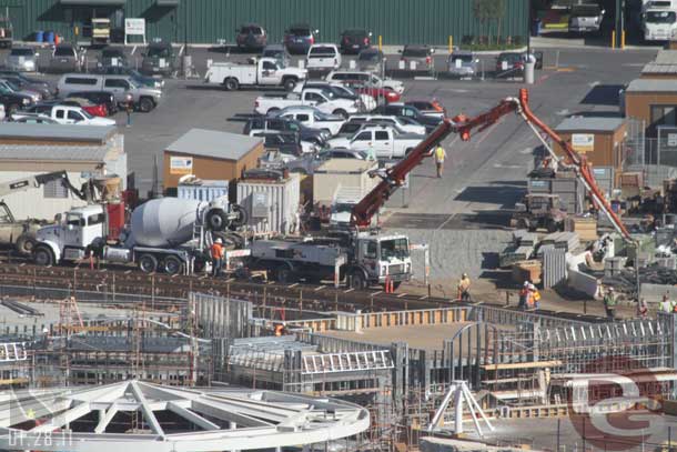 More concrete being poured for the Flying Tires.