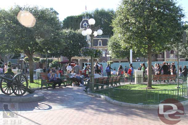 Looking back across Town Square.  Mickey is out in the middle there.