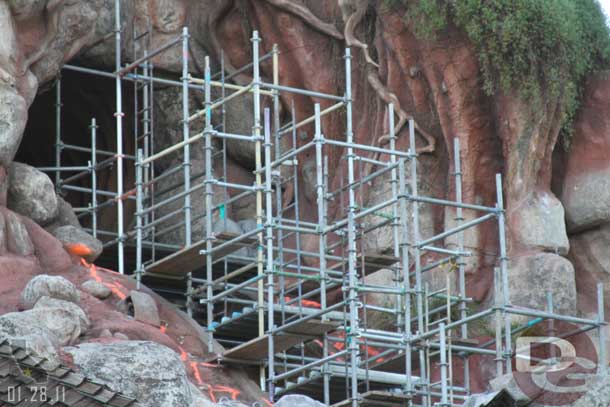 Quite a bit of scaffolding and markings on the drop.