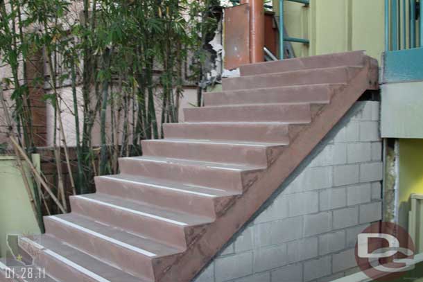 The new steps at the Monorail station.