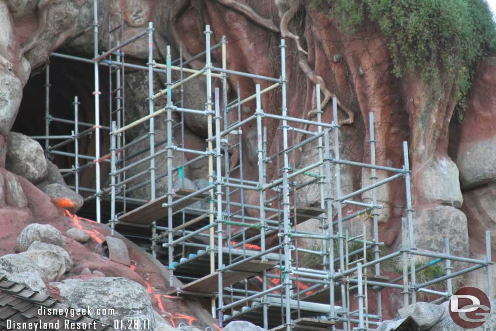 Quite a bit of scaffolding and markings on the drop.