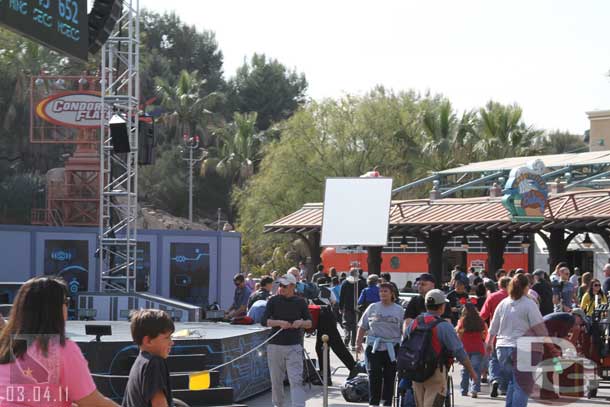 They were cleaning up after some filming.  No clue what though.