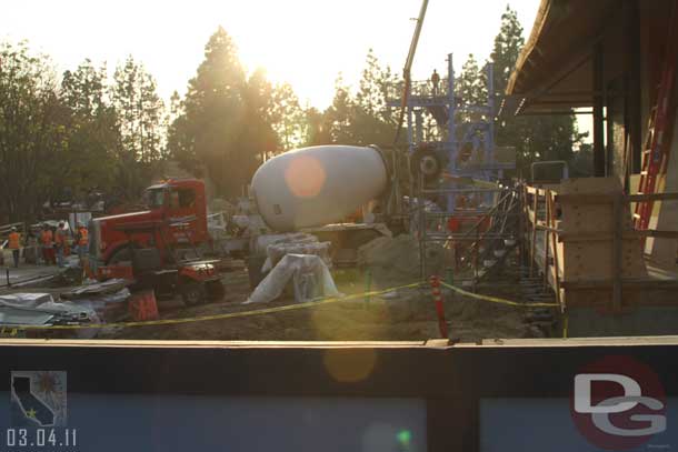 Still pouring concrete and a lot of workers in the area for after 5pm on a Friday.