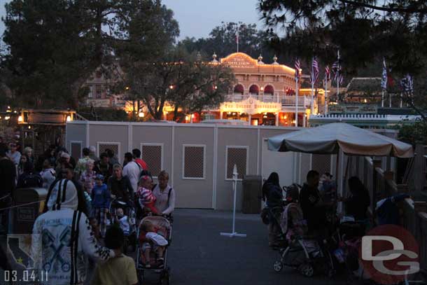 Some walls up in Frontierland making for a narrow walkway.