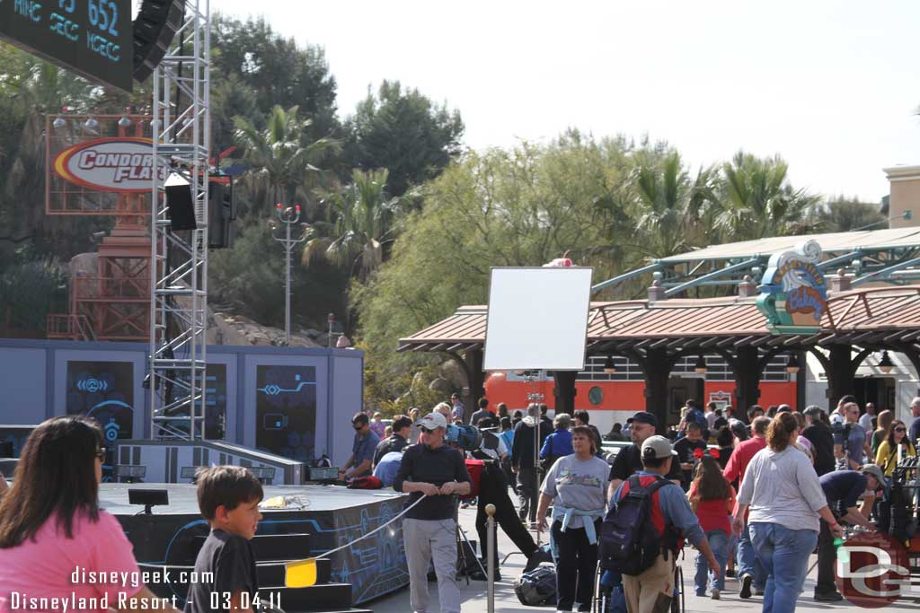 They were cleaning up after some filming.  No clue what though.