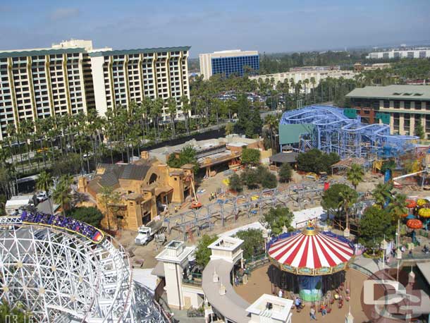 A wide shot of the dining area work.  Also forgot to mention I saw that they had the swings down for a few days to repaint/surface the main deck/walking area.