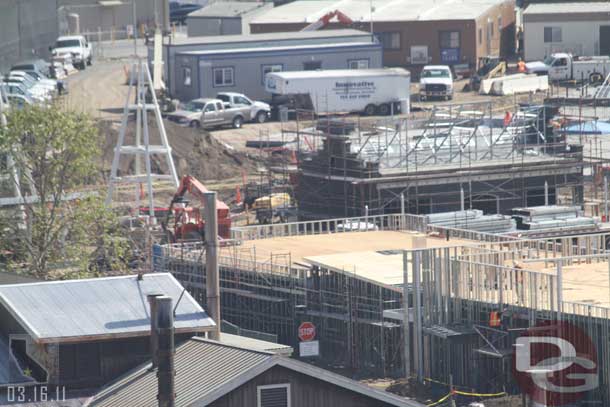 The plywood for the roof of Flos and Docs looks to almost be done.