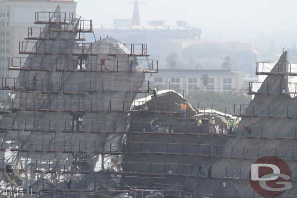 They were applying concrete to the area leading to the tallest fin which was being prepped.