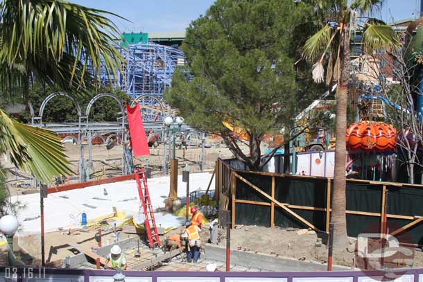 The new stand is slowly taking shape near the swings.