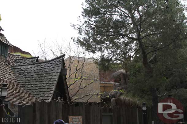 Most of the work is not visible going on at Splash Mountain, but a couple areas are.